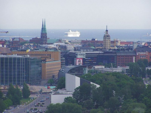 Helsinky z věže Olympijského stadionu, pohled k moři - Helsinky, Finsko