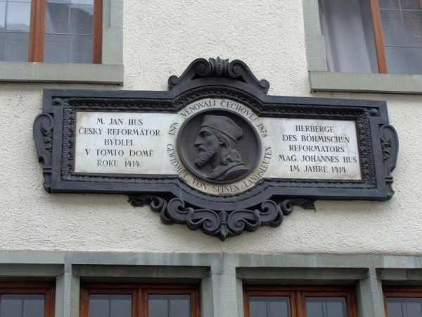 Husův dům, pamětní deska - Kostnice, Německo