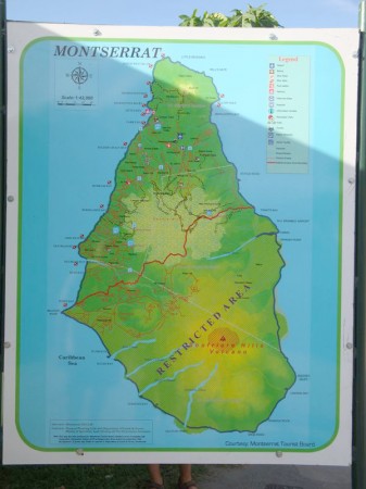 Tabule s mapou ostrova - Ostrov Montserrat, Karibik