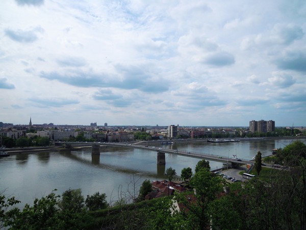 Výhled na řeku od hodin, Novi Sad - Srbsko