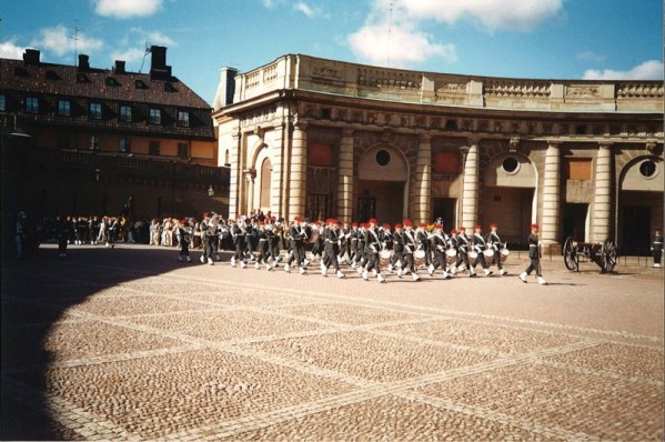 Výměna stráží na nádvoří - Stockholm, Švédsko